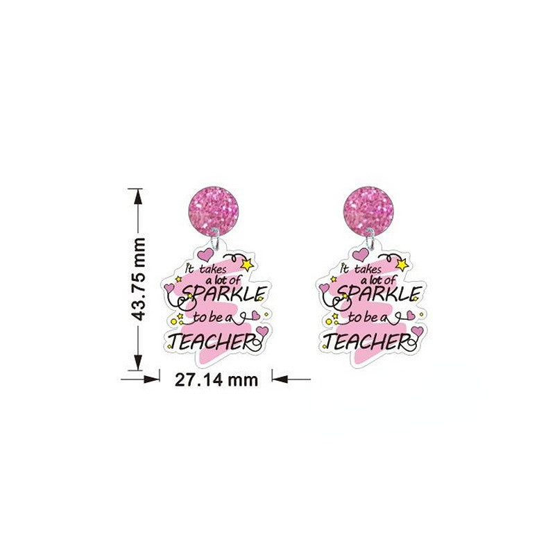 Venta al por mayor Aretes De Acrílico Brillo Corazón Día Del Maestro